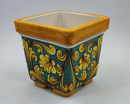Ceramica di Caltagirone Square Planter – 17cm (6.7 inches) – Handcrafted Sicilian Ceramic Pot