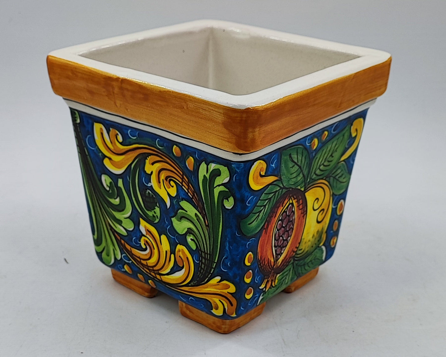 Ceramica di Caltagirone Square Planter – 17cm (6.7 inches) – Handcrafted Sicilian Ceramic Pot