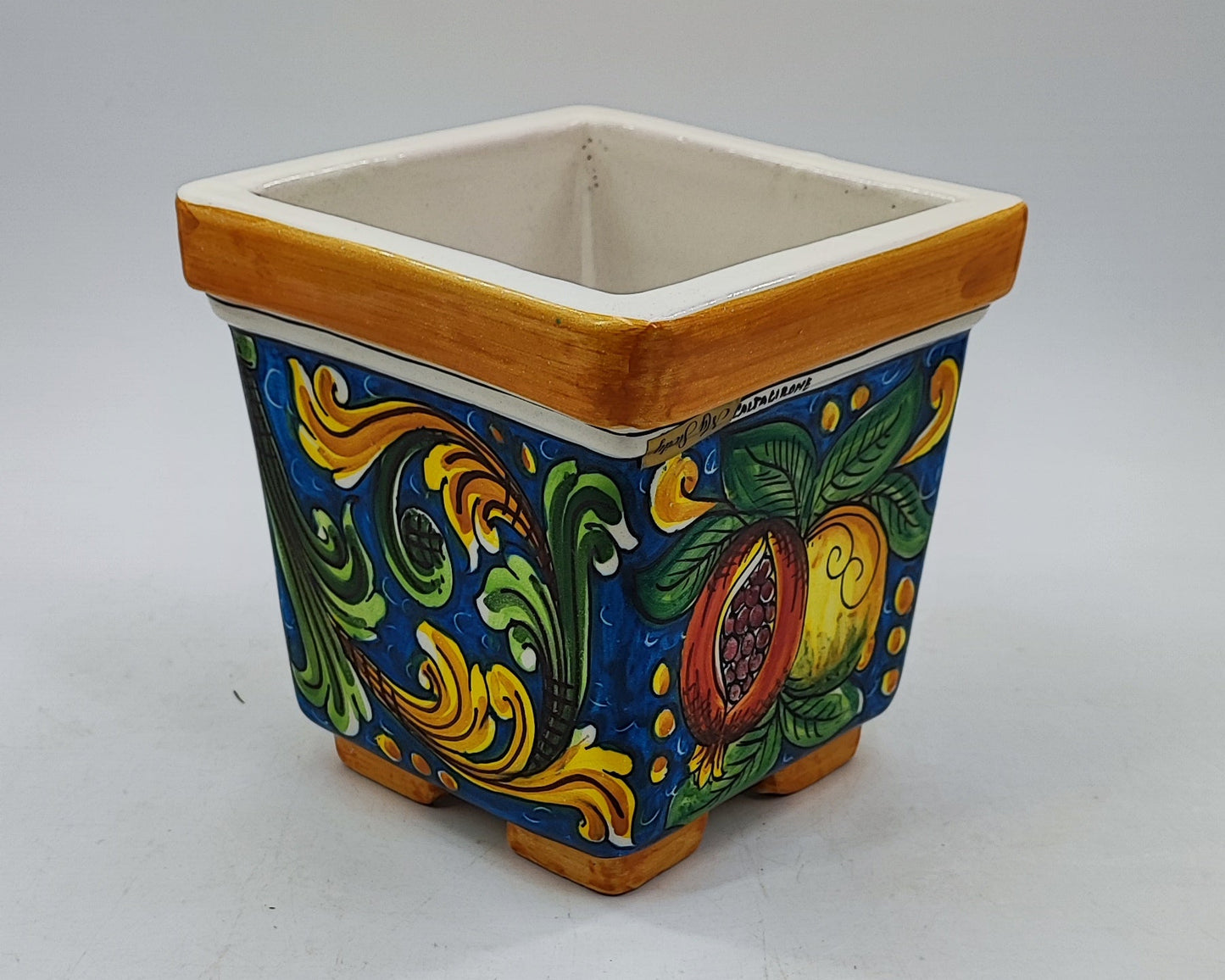 Ceramica di Caltagirone Square Planter – 17cm (6.7 inches) – Handcrafted Sicilian Ceramic Pot