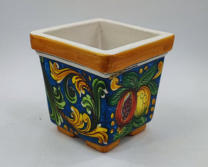 Ceramica di Caltagirone Square Planter – 17cm (6.7 inches) – Handcrafted Sicilian Ceramic Pot