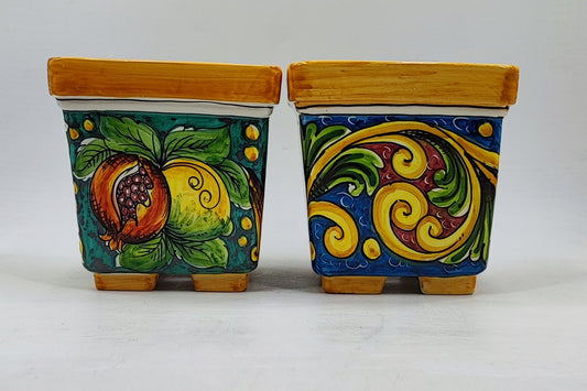 Ceramica di Caltagirone Square Planter – 17cm (6.7 inches) – Handcrafted Sicilian Ceramic Pot