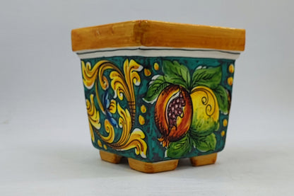 Ceramica di Caltagirone Square Planter – 17cm (6.7 inches) – Handcrafted Sicilian Ceramic Pot