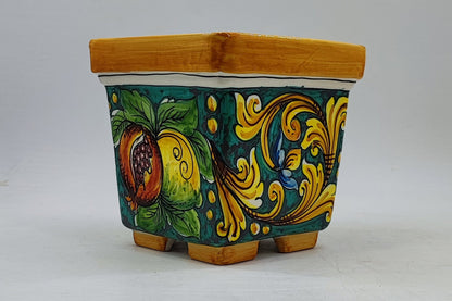 Ceramica di Caltagirone Square Planter – 17cm (6.7 inches) – Handcrafted Sicilian Ceramic Pot