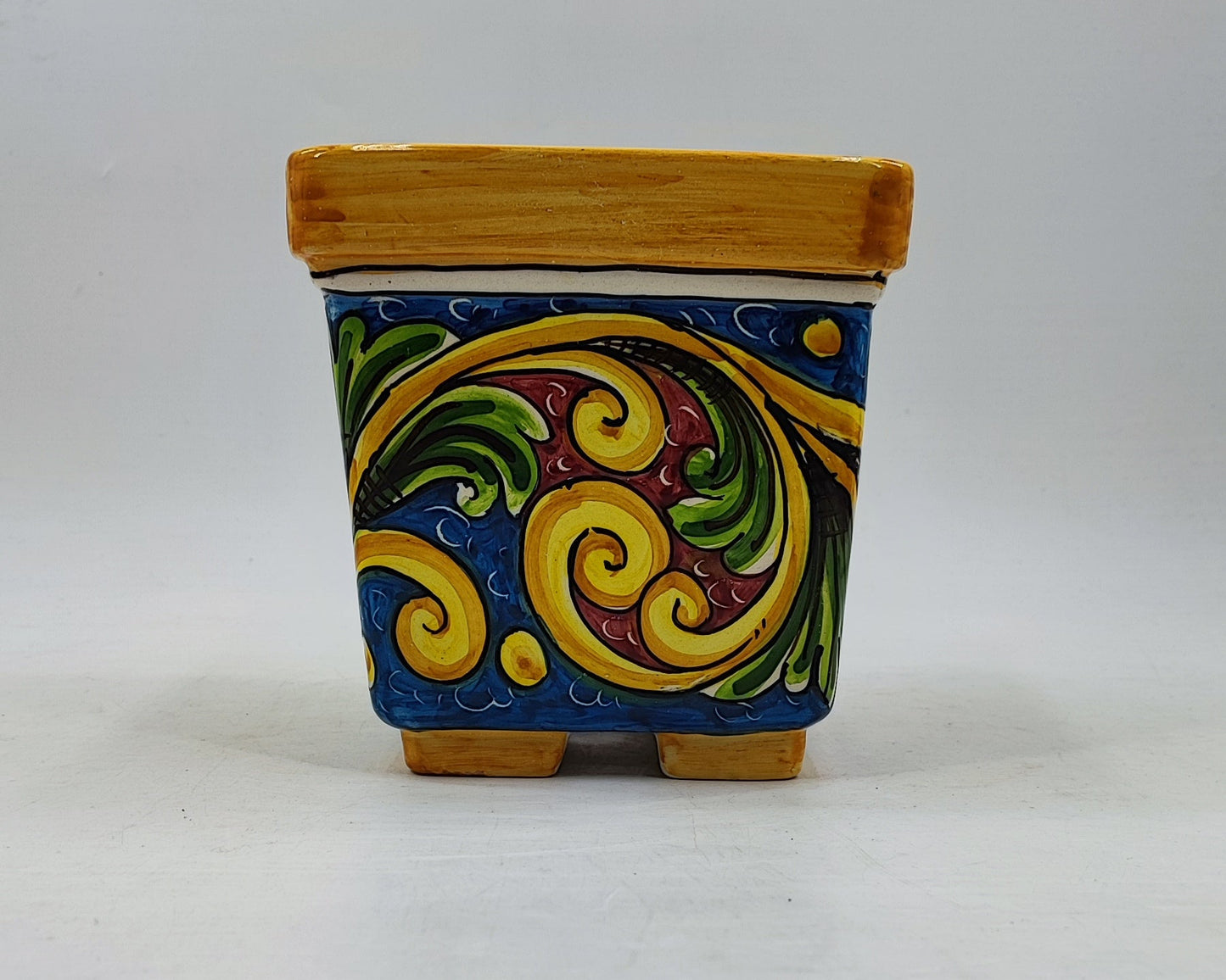 Ceramica di Caltagirone Square Planter – 17cm (6.7 inches) – Handcrafted Sicilian Ceramic Pot