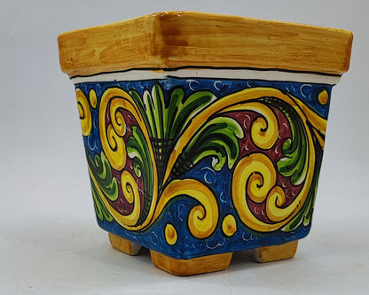 Ceramica di Caltagirone Square Planter – 17cm (6.7 inches) – Handcrafted Sicilian Ceramic Pot