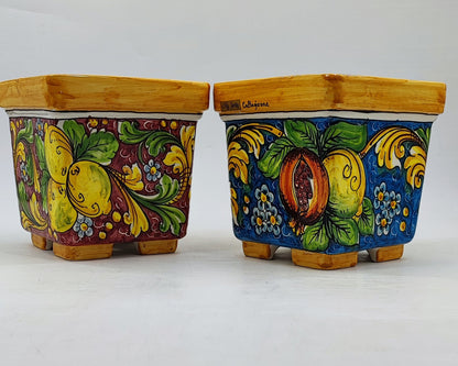 Ceramica di Caltagirone Square Planter – 17cm (6.7 inches) – Handcrafted Sicilian Ceramic Pot