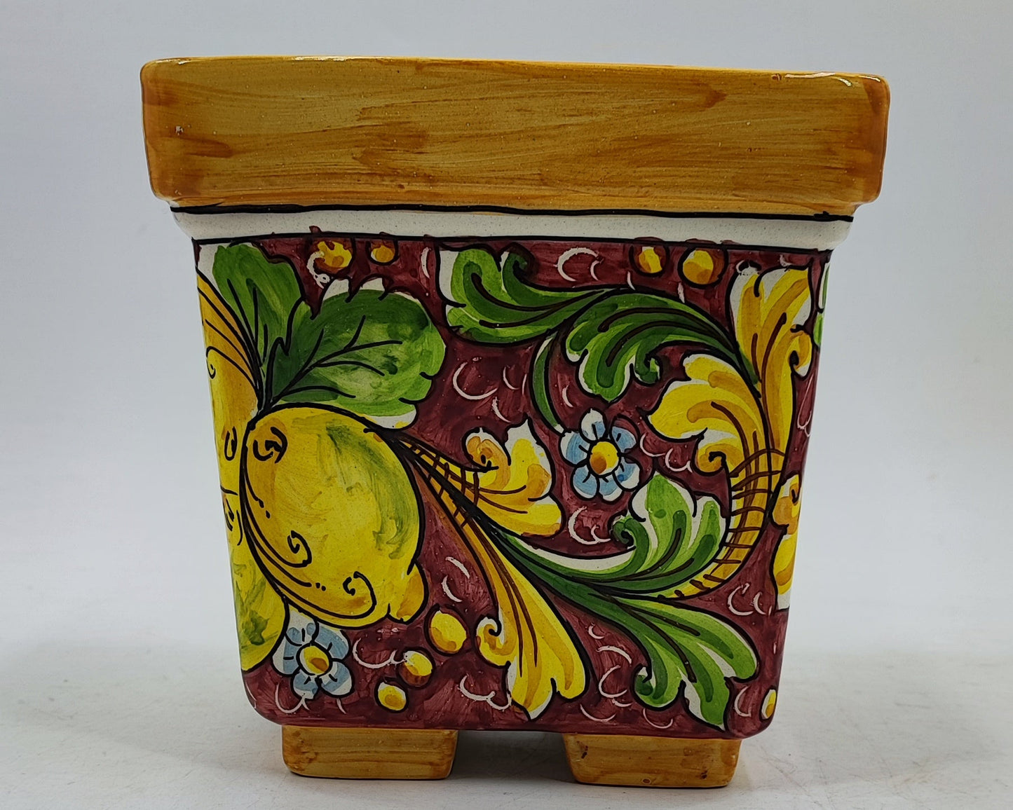 Ceramica di Caltagirone Square Planter – 17cm (6.7 inches) – Handcrafted Sicilian Ceramic Pot