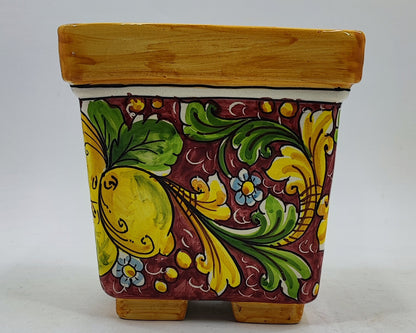 Ceramica di Caltagirone Square Planter – 17cm (6.7 inches) – Handcrafted Sicilian Ceramic Pot