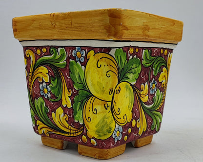 Ceramica di Caltagirone Square Planter – 17cm (6.7 inches) – Handcrafted Sicilian Ceramic Pot