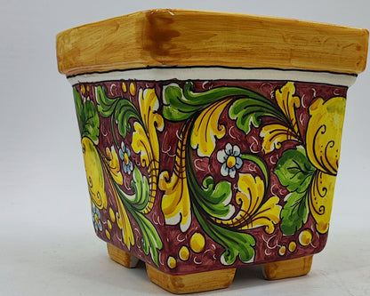 Ceramica di Caltagirone Square Planter – 17cm (6.7 inches) – Handcrafted Sicilian Ceramic Pot