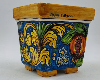 Ceramica di Caltagirone Square Planter – 17cm (6.7 inches) – Handcrafted Sicilian Ceramic Pot