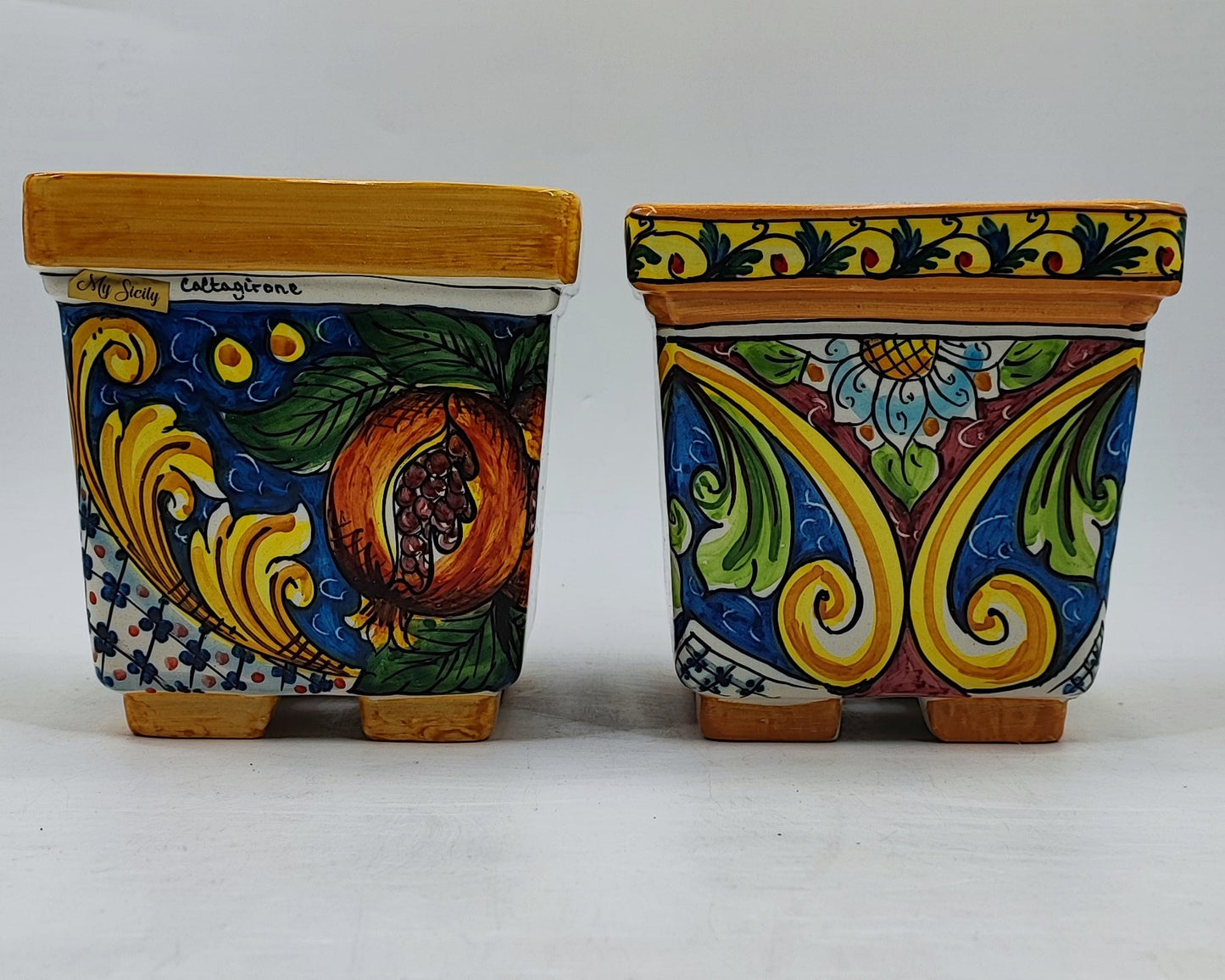 Ceramica di Caltagirone Square Planter – 17cm (6.7 inches) – Handcrafted Sicilian Ceramic Pot