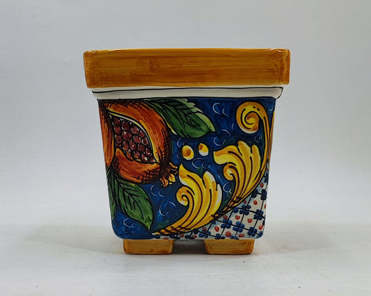 Ceramica di Caltagirone Square Planter – 17cm (6.7 inches) – Handcrafted Sicilian Ceramic Pot