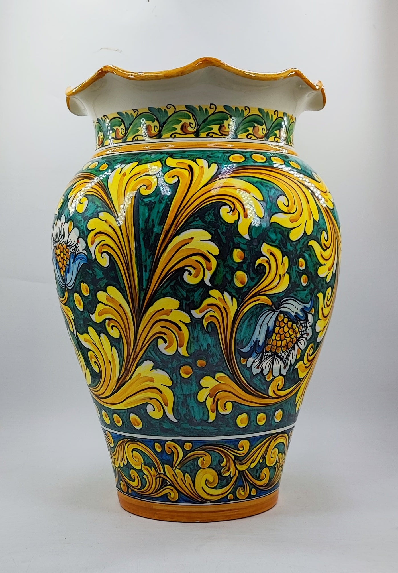 Artistic Mediterranean Umbrella Holder - Handmade Sicilian Ceramica di Caltagirone