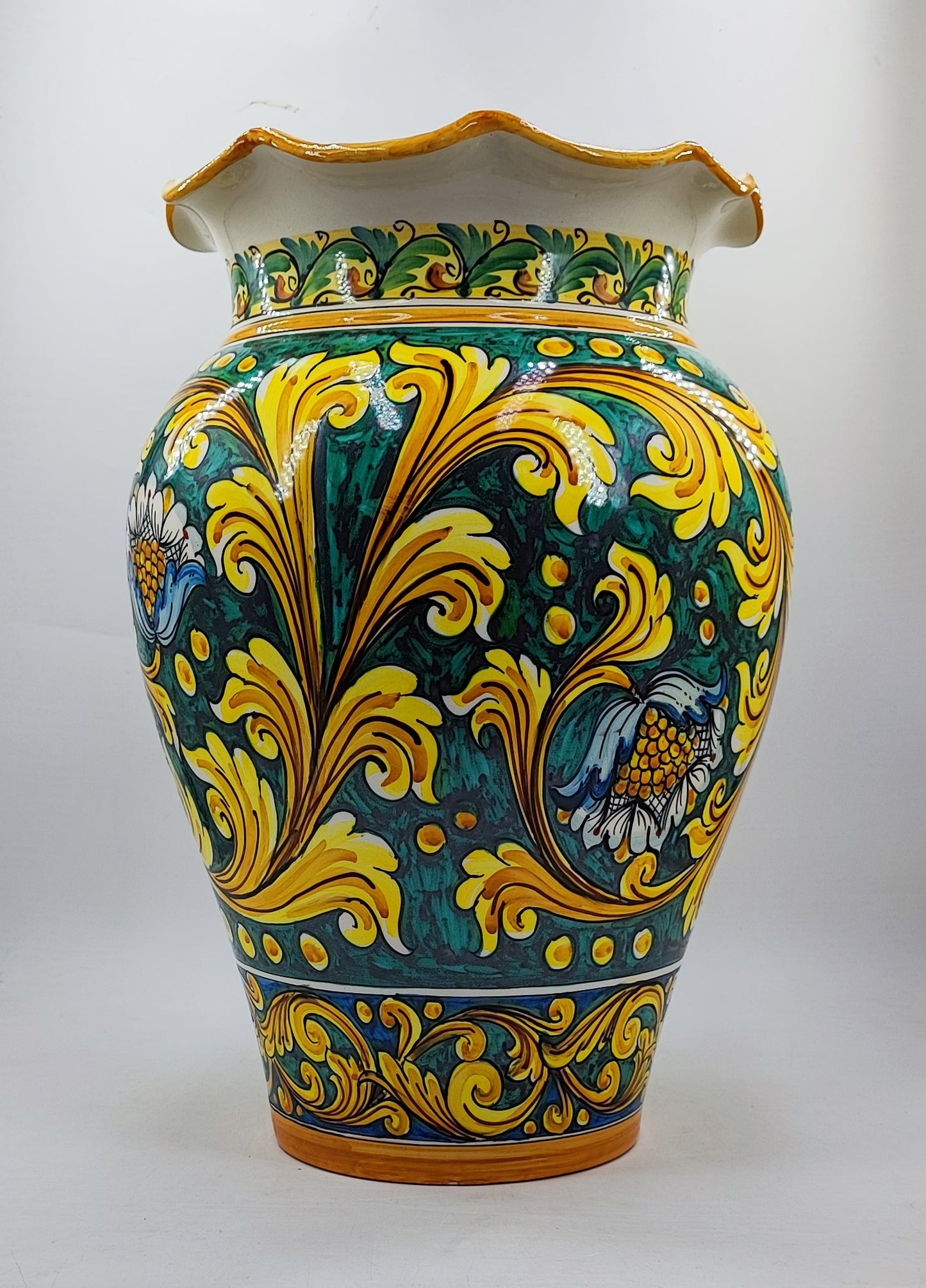 Artistic Mediterranean Umbrella Holder - Handmade Sicilian Ceramica di Caltagirone