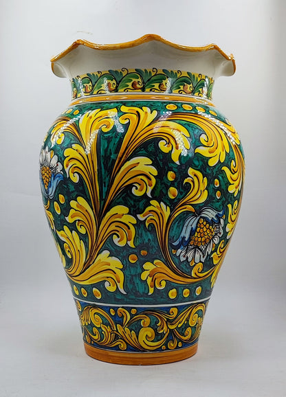 Artistic Mediterranean Umbrella Holder - Handmade Sicilian Ceramica di Caltagirone