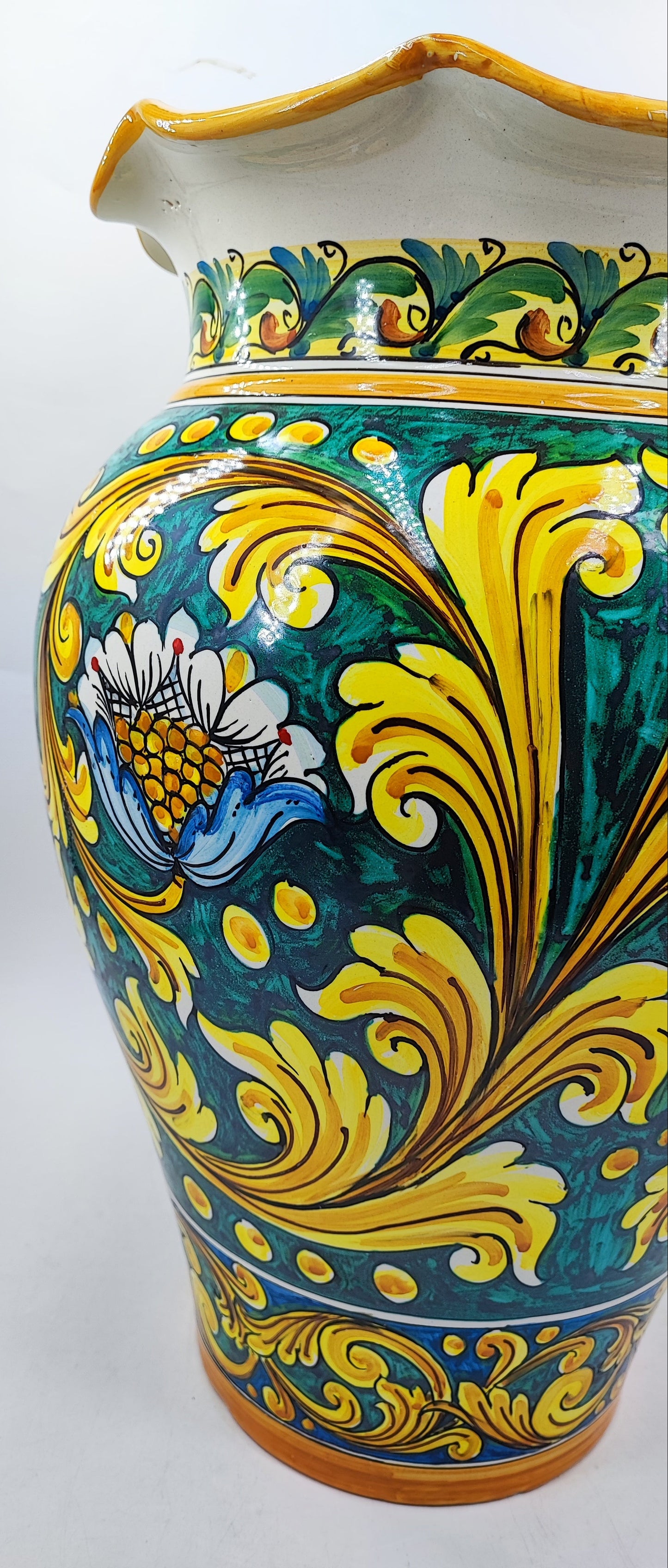 Artistic Mediterranean Umbrella Holder - Handmade Sicilian Ceramica di Caltagirone