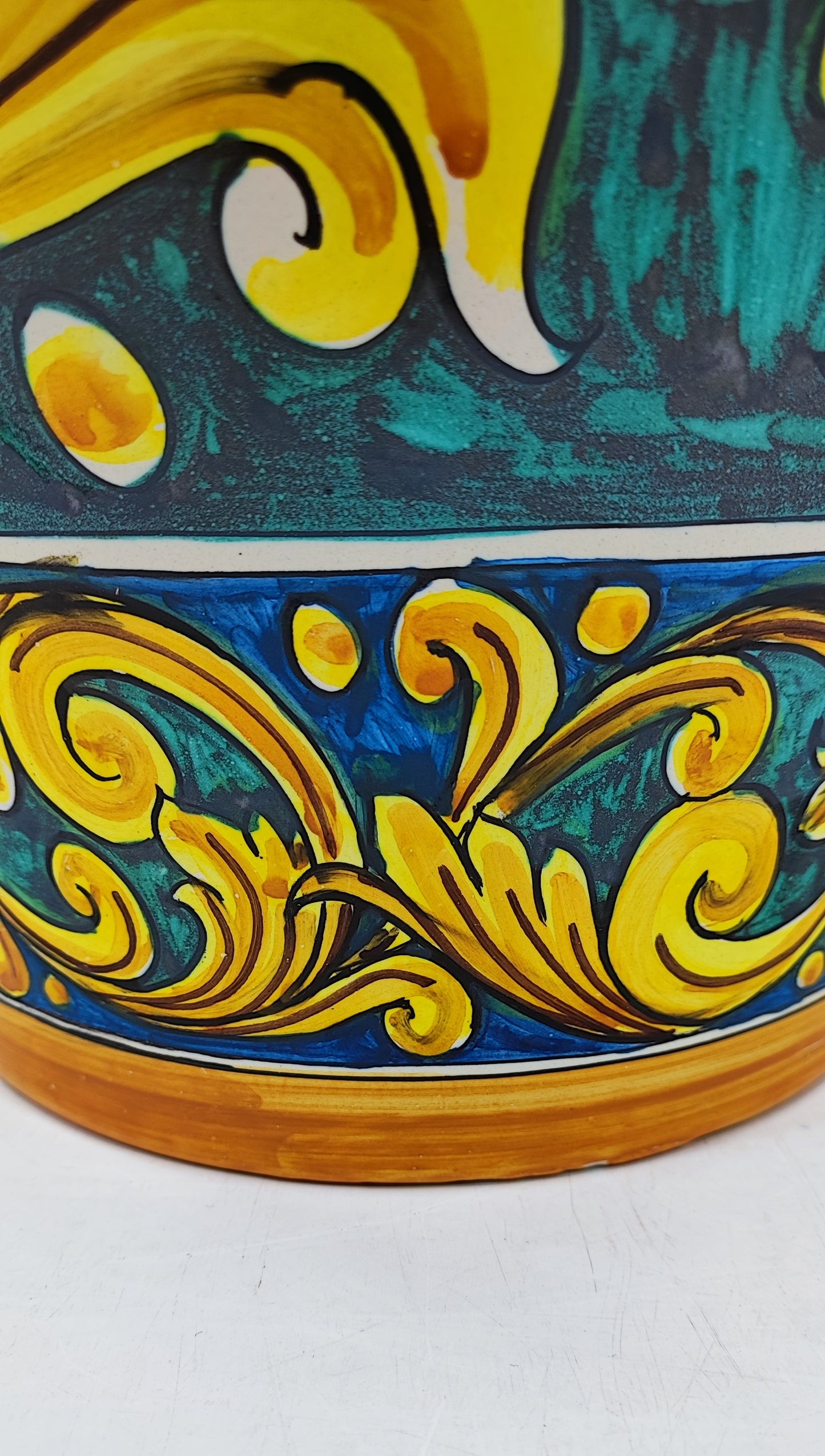 Artistic Mediterranean Umbrella Holder - Handmade Sicilian Ceramica di Caltagirone