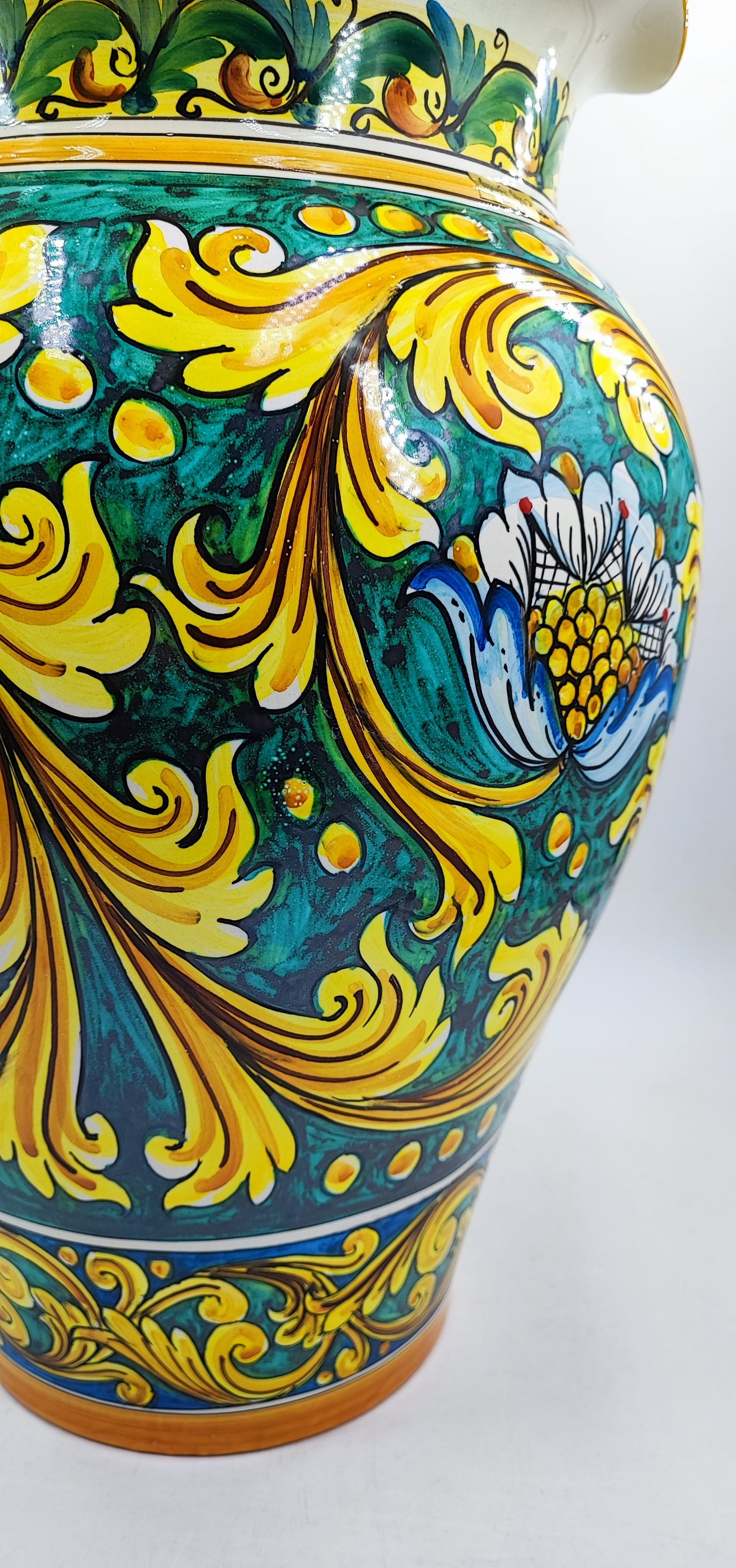 Artistic Mediterranean Umbrella Holder - Handmade Sicilian Ceramica di Caltagirone