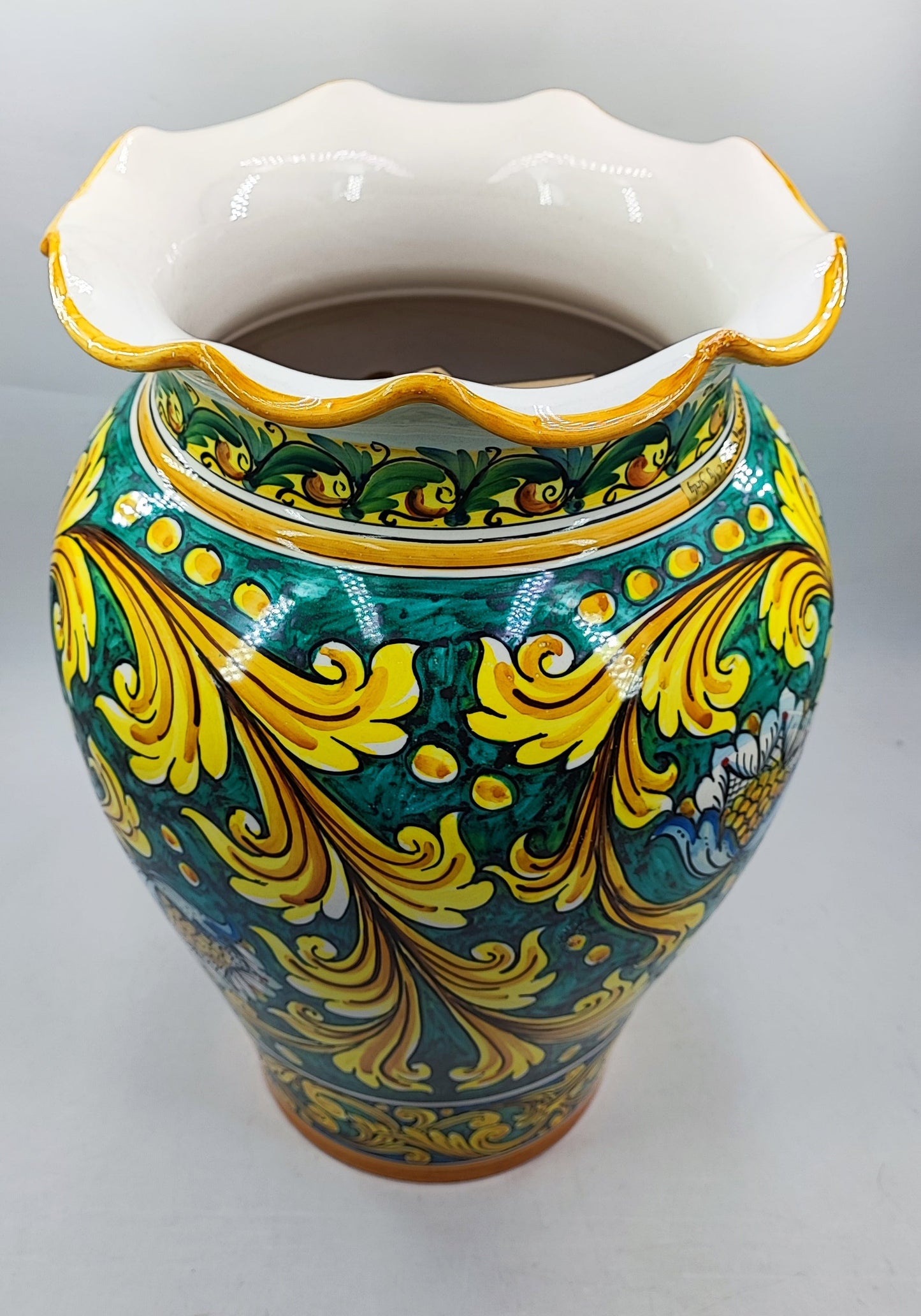 Artistic Mediterranean Umbrella Holder - Handmade Sicilian Ceramica di Caltagirone