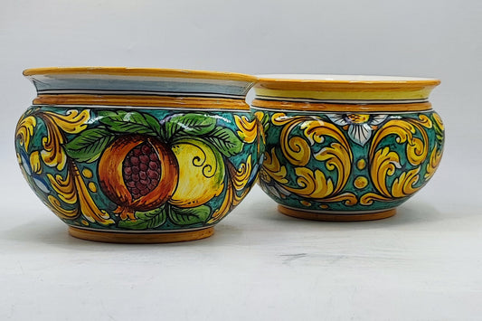Handcrafted Caltagirone Ceramic Vase Holder – Hand-Painted Italian Pottery – Sicilian Decor – Majolica Flower Vase