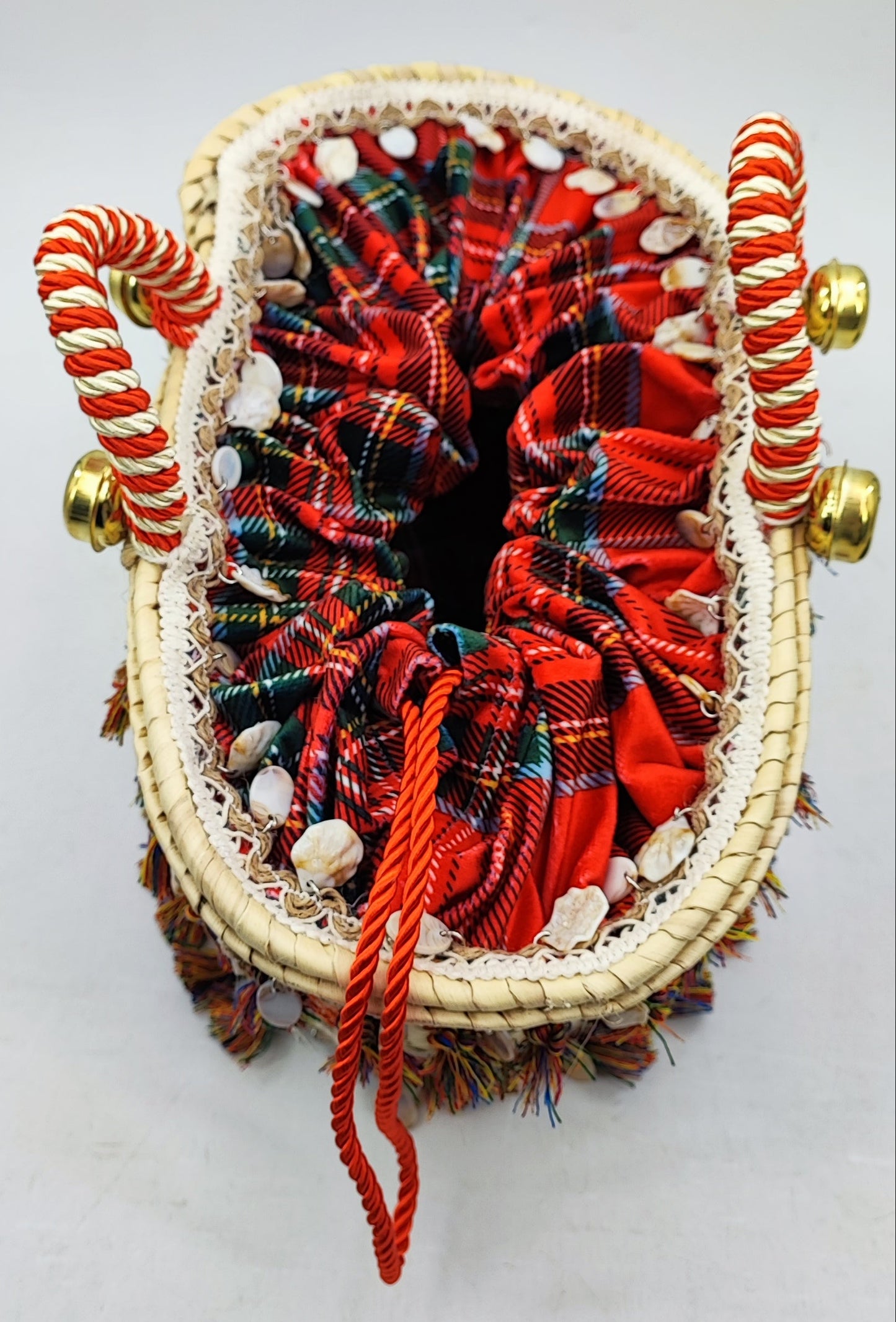 Handmade Sicilian Coffa Straw Bag with Moorish Heads & Mirror – Italian Artisan Basket