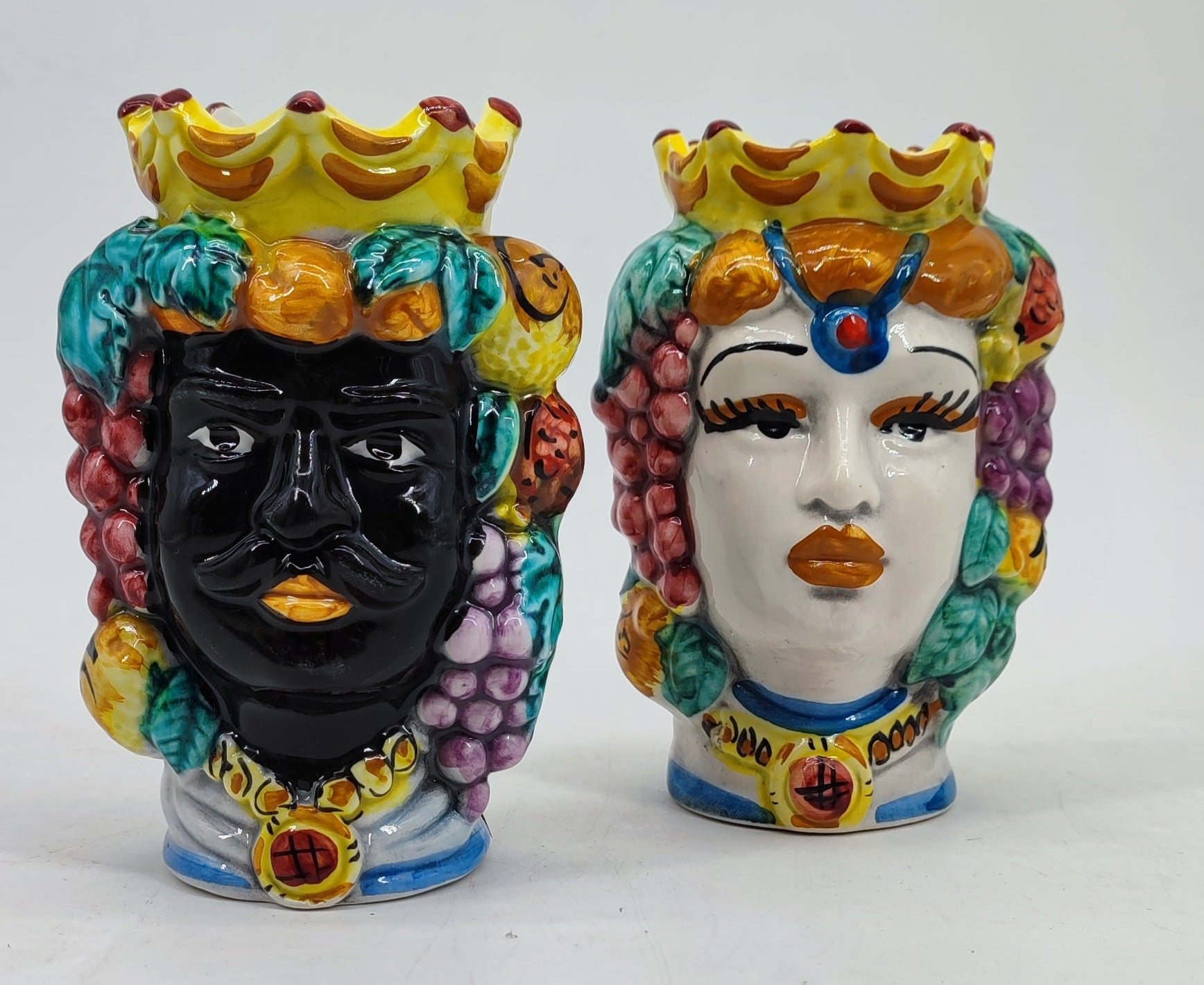 Traditional male and female Sicilian Moor’s Heads available separately as ceramic home decor