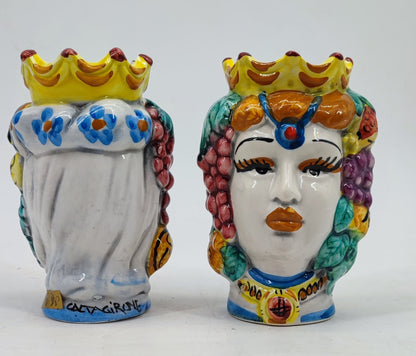 Small Caltagirone-style Moor’s Head ceramic vases handmade in Sicily and available individually