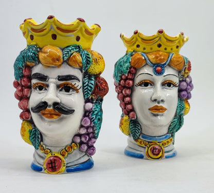 Hand-Painted Sicilian Moor’s Head Ceramic Vase – 19 cm Caltagirone Style