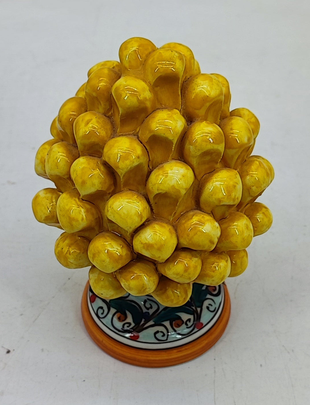 Handmade Sicilian Ceramic Pine Cone 17 cm – Italian Good Luck Home Decor