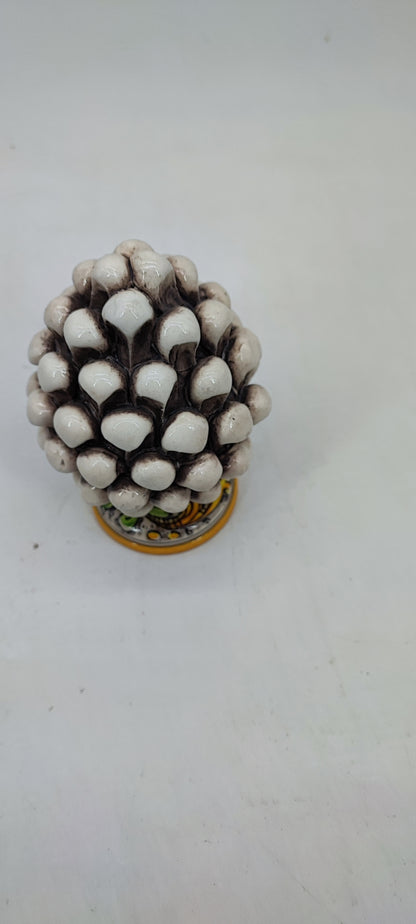 Handmade Sicilian Ceramic Pine Cone 17 cm – Italian Good Luck Home Decor
