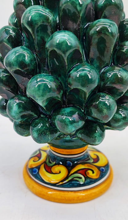 Handmade Sicilian Ceramic Pine Cone 17 cm – Emerald Green or Burgundy