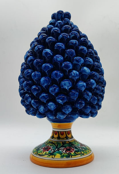 Handmade Sicilian Ceramic Pine Cone 26 cm – Yellow or Cobalt Blue Pigna Decor