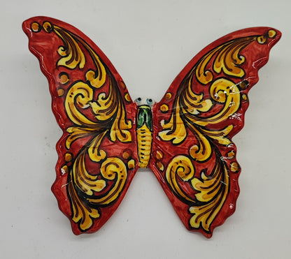 Glossy glazed finish on a handmade Sicilian ceramic butterfly