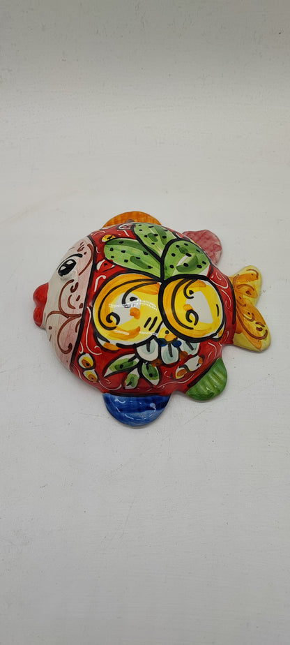 Sicilian Ceramic Fish Wall Decor – Hand Painted, 15 × 14 cm