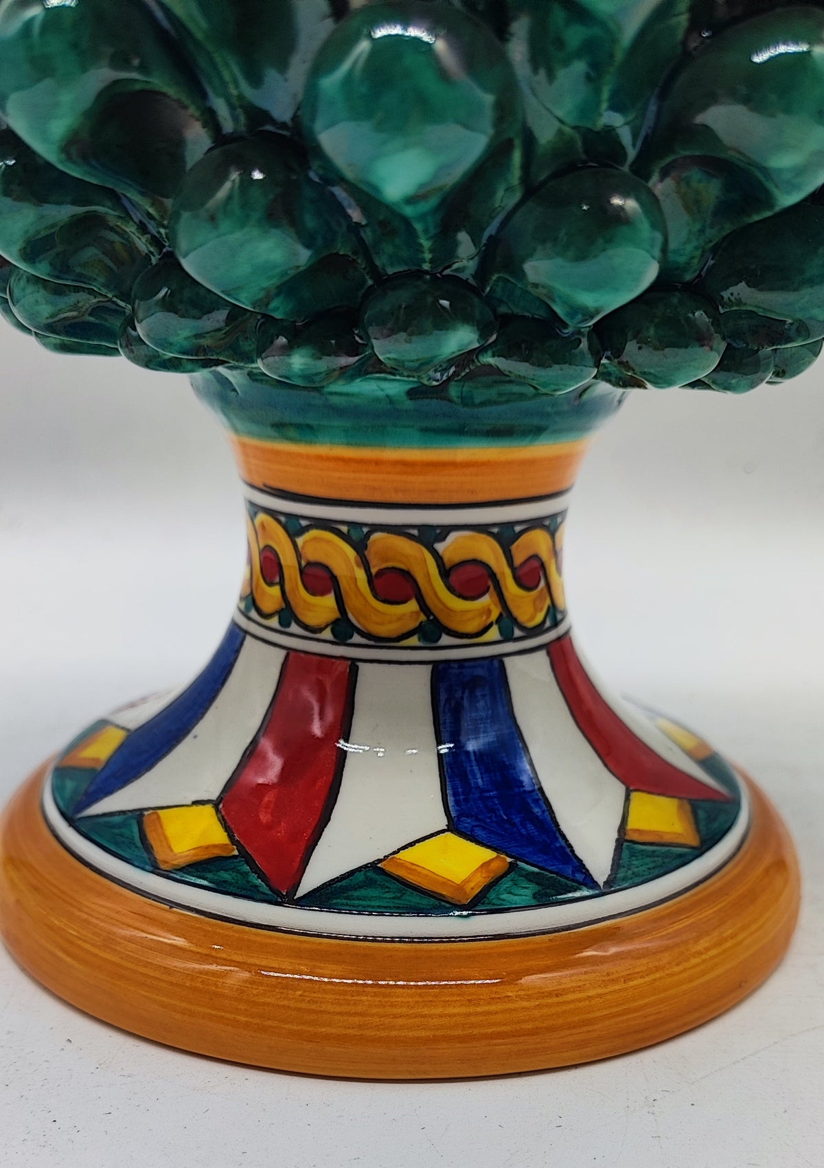 Emerald Green Sicilian Ceramic Pine Cone 30 cm – Handmade Caltagirone Pottery