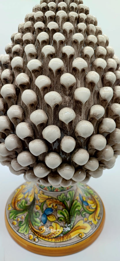 Large Sicilian Ceramic Pine Cone 42 cm – Hand-Painted Italian Pigna