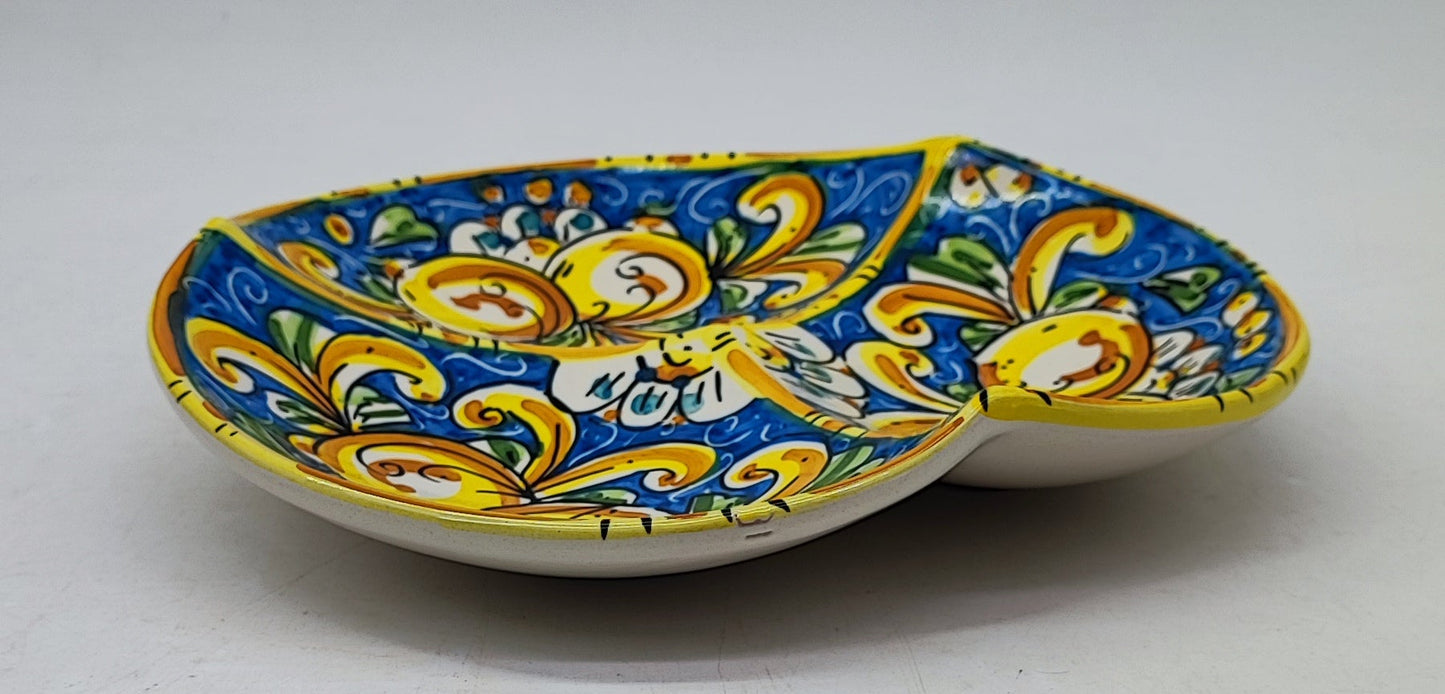 Handmade Sicilian 28 cm 3-Section Ceramic Serving Bowl | Ceramica di Caltagirone | Italian Antipasti Bowl | Olive & Snack Serving Dish | Made in Sicily