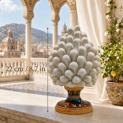 Handmade Sicilian Ceramic Pine Cone 22 cm – Palermo Majolica Italian Home Decoration