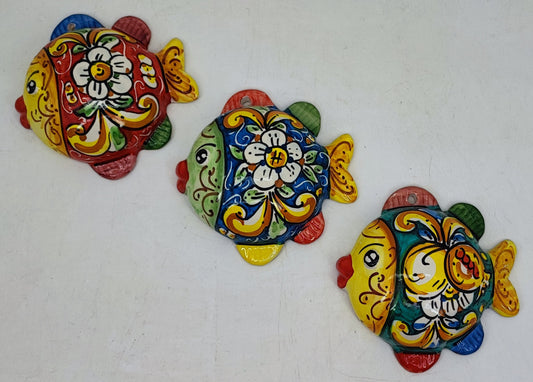 Handmade Sicilian Ceramic Fish Wall Decor – Hand Painted Caltagirone Wall Hanging – Mediterranean Coastal Art – Authentic Italian Ceramic
