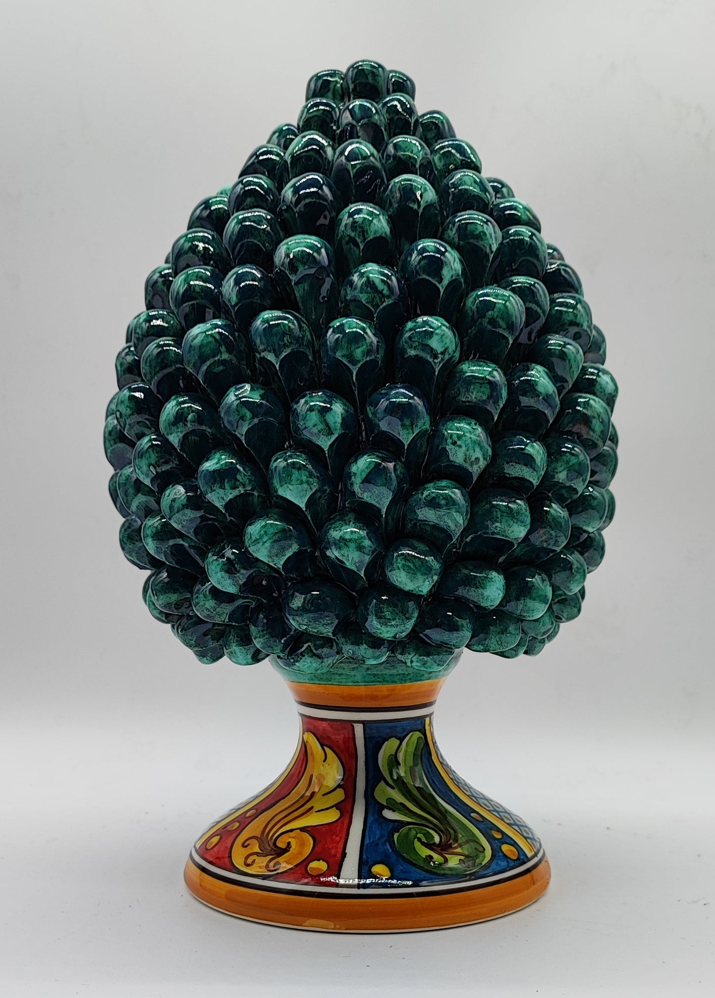 Handmade Green Sicilian Ceramic Pine Cone 27 cm – Caltagirone Pigna