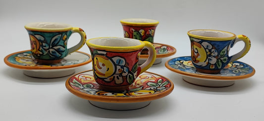 Hand-Painted Sicilian Espresso Cup and Saucer – Caltagirone Italian Ceramic
