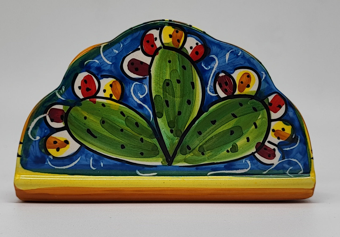 Hand-Painted Sicilian Ceramic Napkin Holder – Caltagirone Italian Pottery