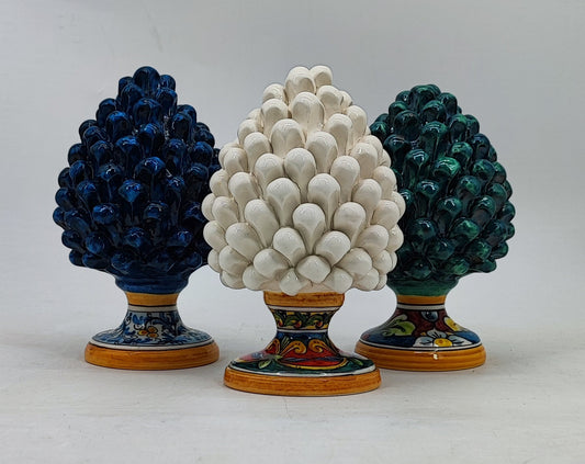 Handmade Sicilian Ceramic Pine Cone 22 cm – Caltagirone Italian Home Decor