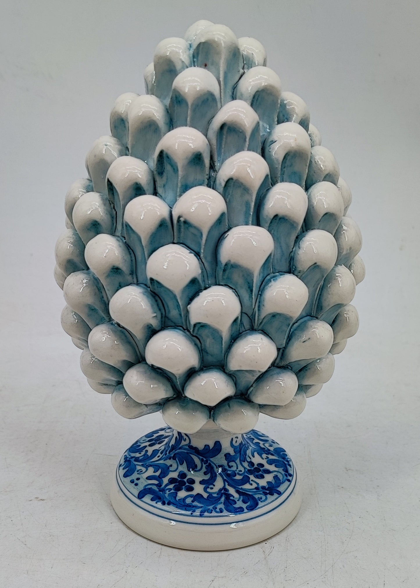 Handmade Sicilian Ceramic Pine Cone in Aqua Blue – Italian Good Luck Home Decor