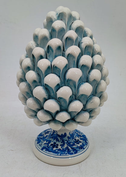 Handmade Sicilian Ceramic Pine Cone in Aqua Blue – Italian Good Luck Home Decor