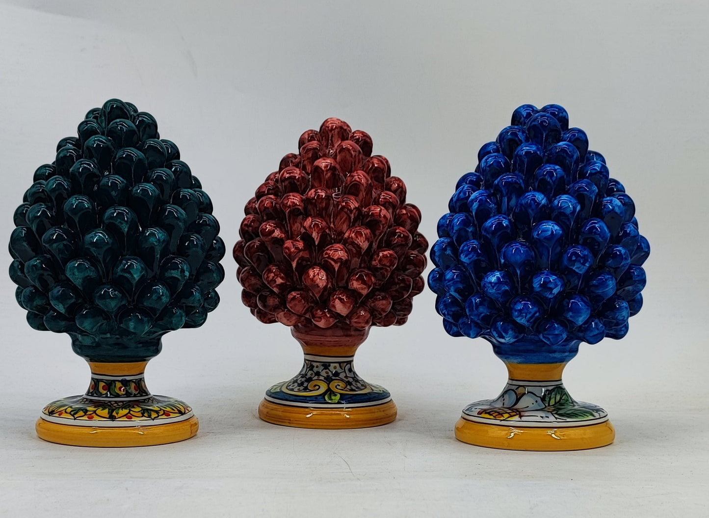 Handmade Sicilian Ceramic Pine Cone – 22 cm Italian Good Luck Decoration