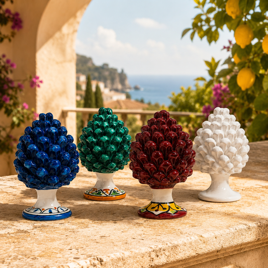 Handmade Sicilian Ceramic Pine Cone – Caltagirone Home Décor – Color Choice – 17 cm