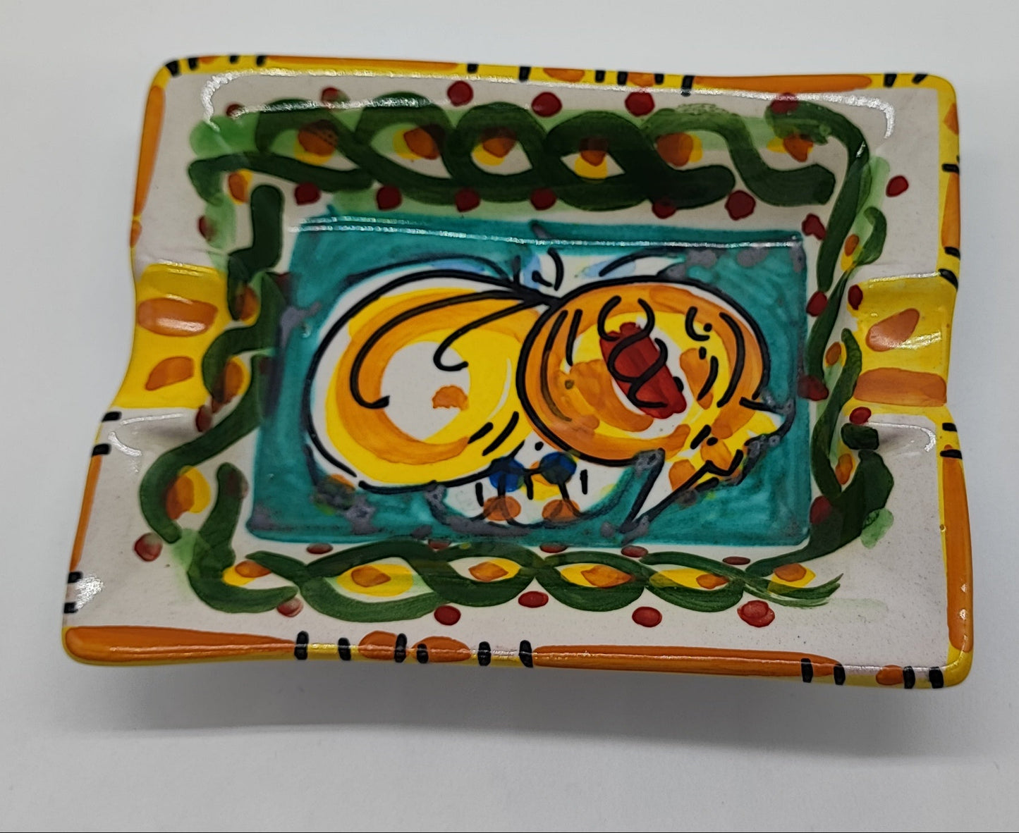 Hand-Painted Sicilian Ceramic Ashtray – Caltagirone Italian Pottery