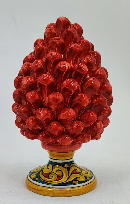 Handmade Sicilian Ceramic Pine Cone – 22 cm Taormina-Inspired Italian Décor